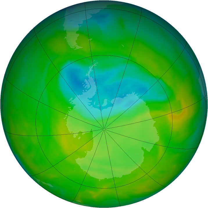 Antarctic ozone map for 21 November 2012